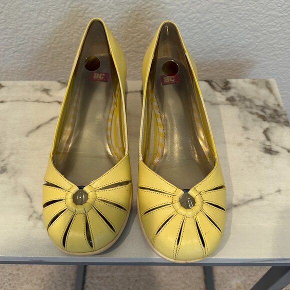 BC Footwear Yellow Leather Forever Young Wedges - Picture 2 of 5
